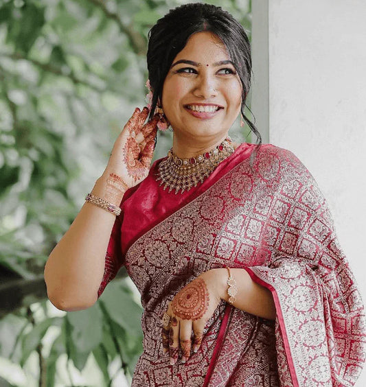 Murmurous Wine Soft S Saree With Seraglio Blouse piece