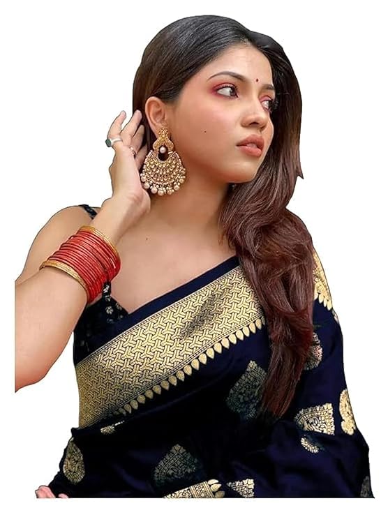 Navy Blue Pure Kanjivaram Silk Saree Soft Design With Blouse Piece