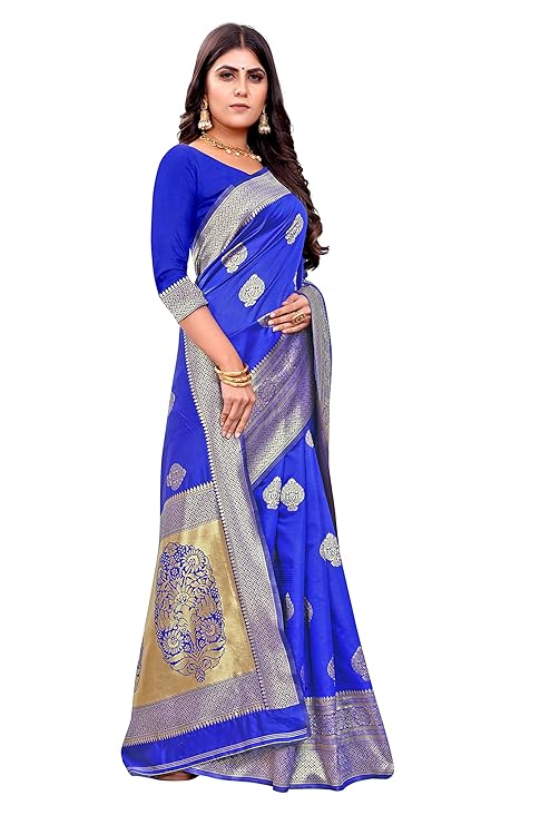 royal blue Pure Kanjivaram Silk Saree Soft Design With Blouse Piece