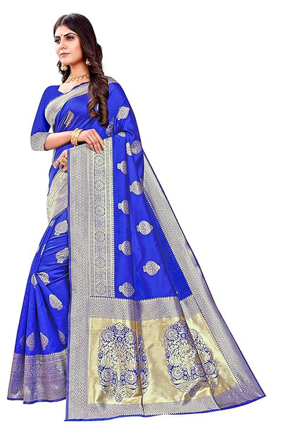 royal blue Pure Kanjivaram Silk Saree Soft Design With Blouse Piece