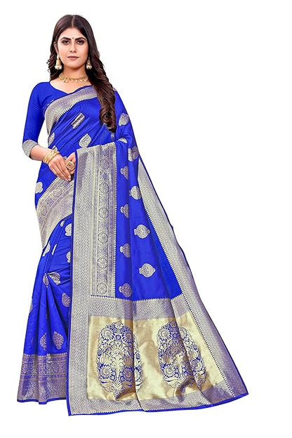 royal blue Pure Kanjivaram Silk Saree Soft Design With Blouse Piece
