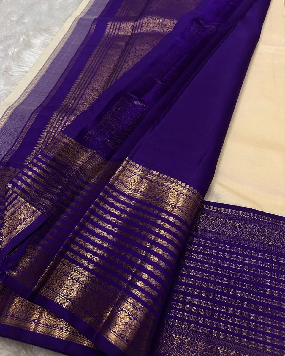 Imbrication Beige Soft Silk Saree With Surpassing Blouse Piece