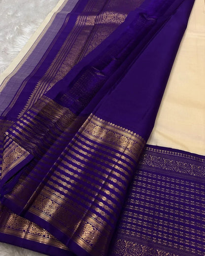 Imbrication Beige Soft Silk Saree With Surpassing Blouse Piece