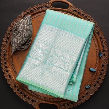Divine Firozi Soft Silk Saree With Dalliance Blouse Piece