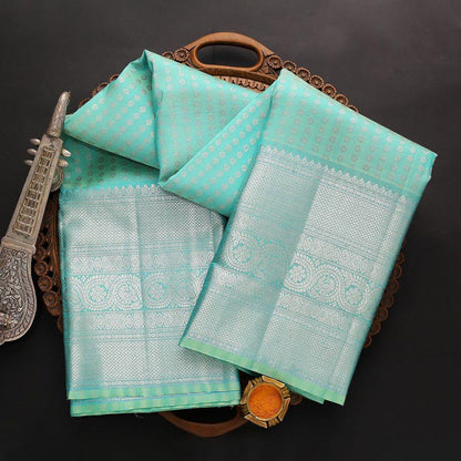 Divine Firozi Soft Silk Saree With Dalliance Blouse Piece