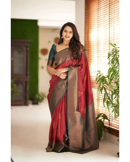 Epiphany Maroon Soft Silk Saree With Forbearance Blouse Piece