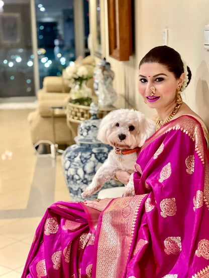 pink Pure Kanjivaram Silk Saree Soft Design With Blouse Piece