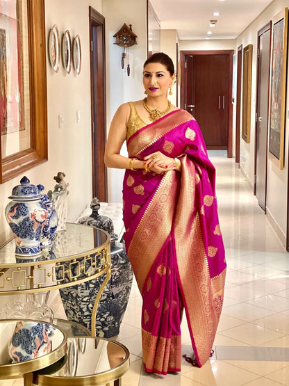 pink Pure Kanjivaram Silk Saree Soft Design With Blouse Piece