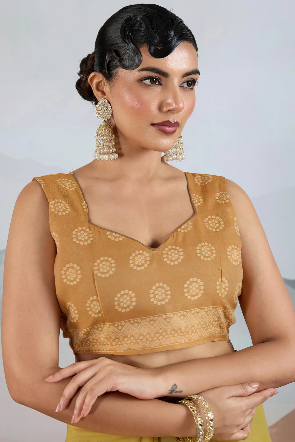 Lassitude Mustard Cotton Silk Saree With Ethereal Blouse Piece
