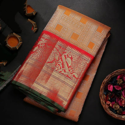 Sophisticated Orange Soft Banarasi Silk Saree With Two Attractive Blouse Piece