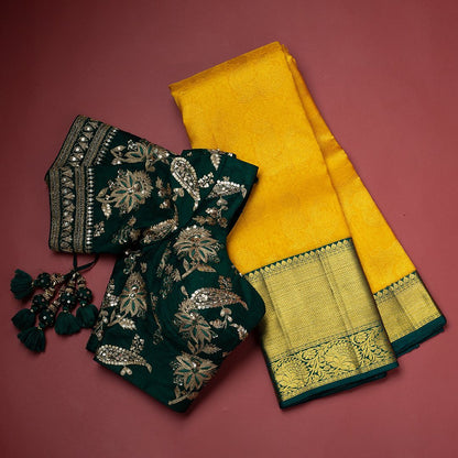 Blissful Yellow Soft Banarasi Silk Saree With Flattering Two Blouse Piece