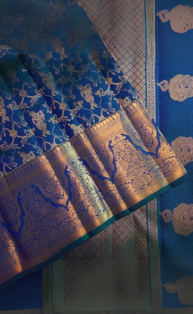 Deserving Blue Soft Silk Saree With Blissful Blouse Piece
