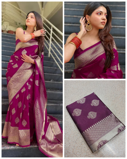 wine Pure Kanjivaram Silk Saree Soft Design With Blouse Piece