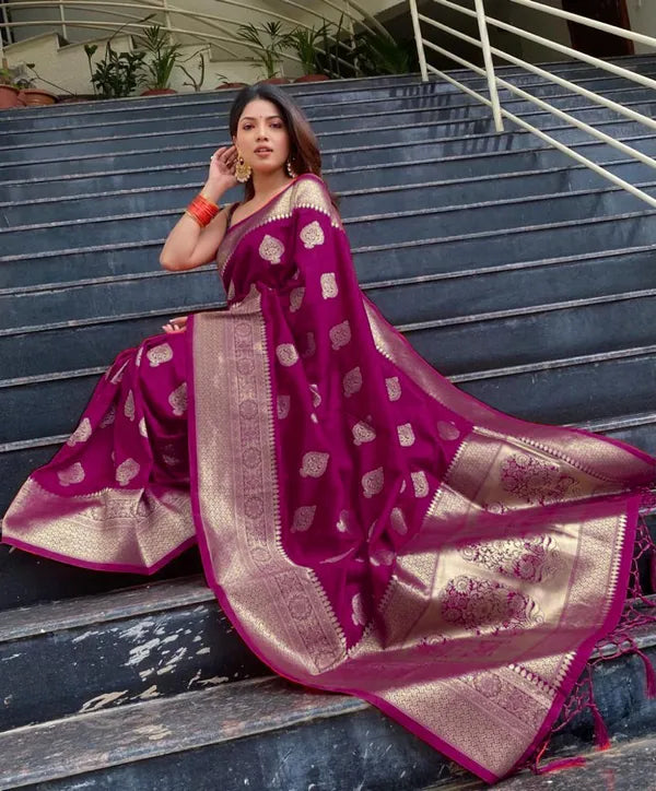 wine Pure Kanjivaram Silk Saree Soft Design With Blouse Piece