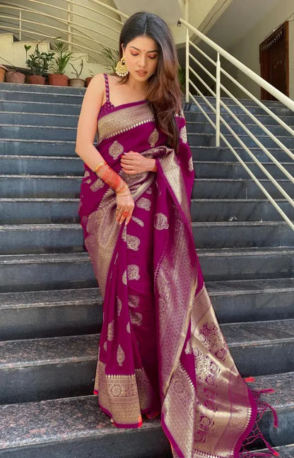 wine Pure Kanjivaram Silk Saree Soft Design With Blouse Piece