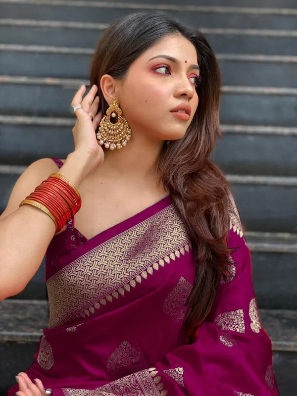 wine Pure Kanjivaram Silk Saree Soft Design With Blouse Piece