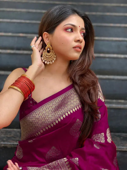 wine Pure Kanjivaram Silk Saree Soft Design With Blouse Piece