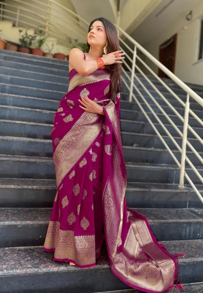 wine Pure Kanjivaram Silk Saree Soft Design With Blouse Piece